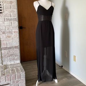 BCBGeneration size 4 small black dress adjustable straps sheer skirt fully lined